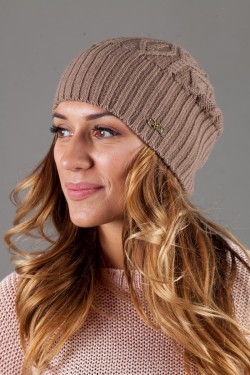 Женская вязанная шапка Atrics WH316-Light Brown