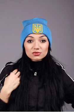 зимние шапки, Женская трикотажная шапка Ukraine 3