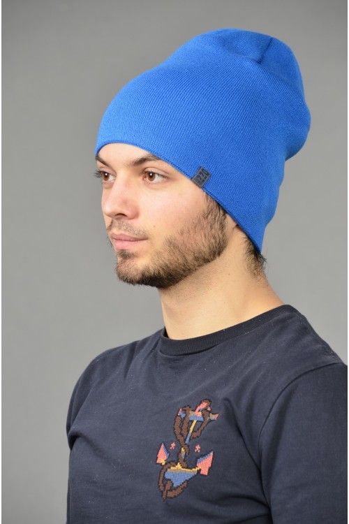Мужская трикотажная шапка ozzi-18-l-blue-M