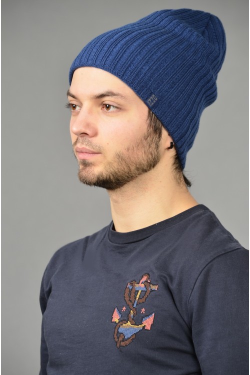 Мужская трикотажная шапка ozzi32-blue-M