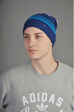 Мужская трикотажная шапка  34-Blue