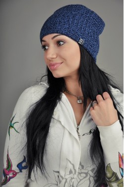 Женская трикотажная шапка Ozzi Warm Black/Blue